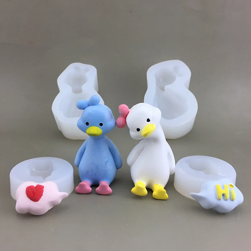 3D simpatico cartone animato anatra stampo in Silicone fai da te candela profumata gesso sapone stampo in resina fatto a mano cottura torta al cioccolato stampo
