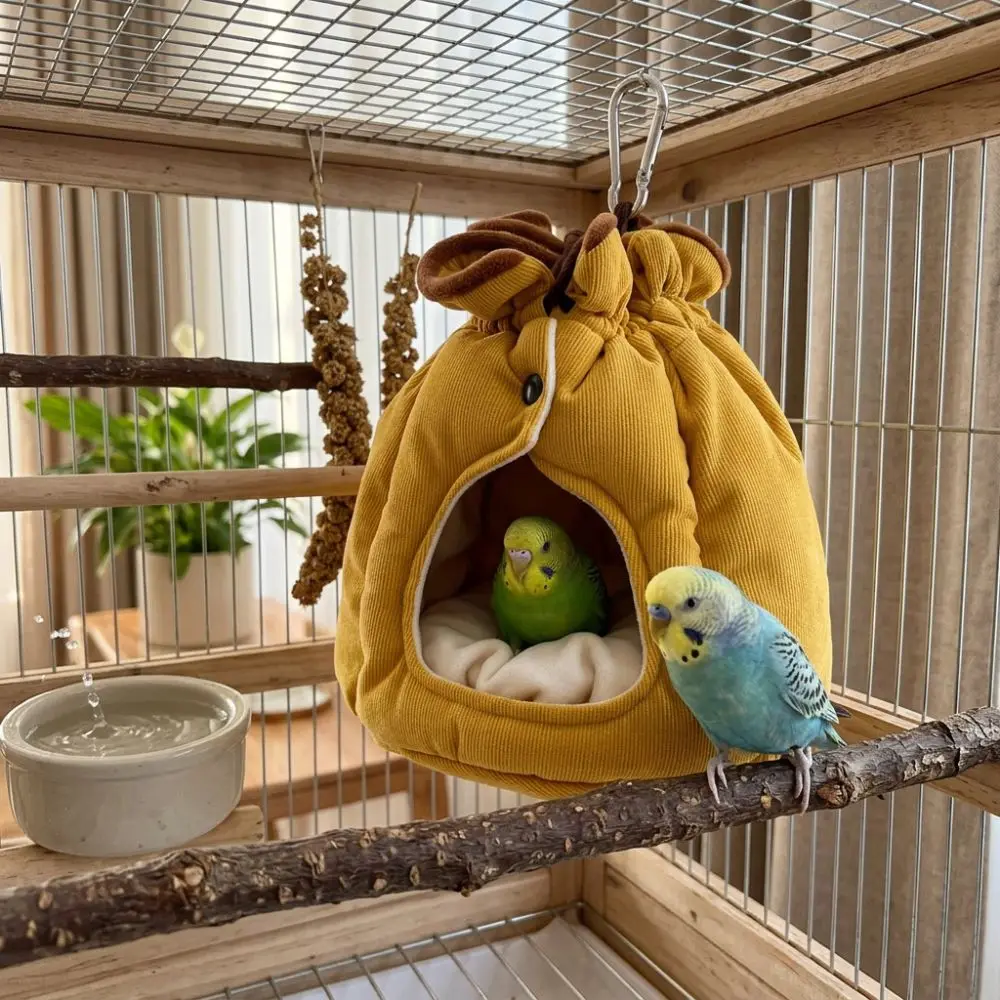 Soft Warm Small Pet Sleeping House Semi Closed Bite Resistant Parrot Warm Cotton Nest Thickened 360 Heat Retain