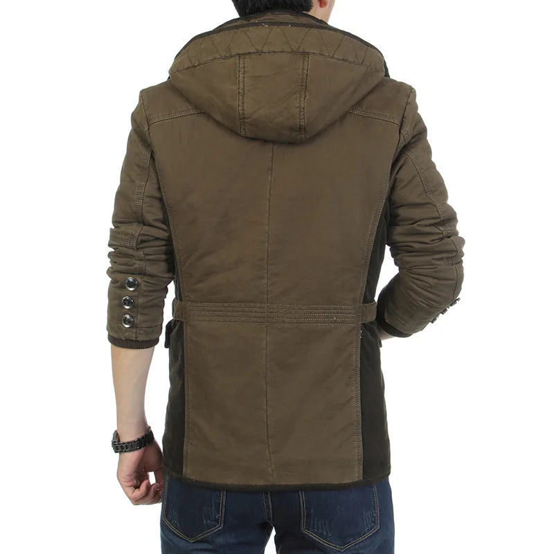 Homens jaqueta quente inverno parka com capuz blusão algodão acolchoado casaco grosso masculino fino ajuste casual jaquetas de lã homem parkas clássico