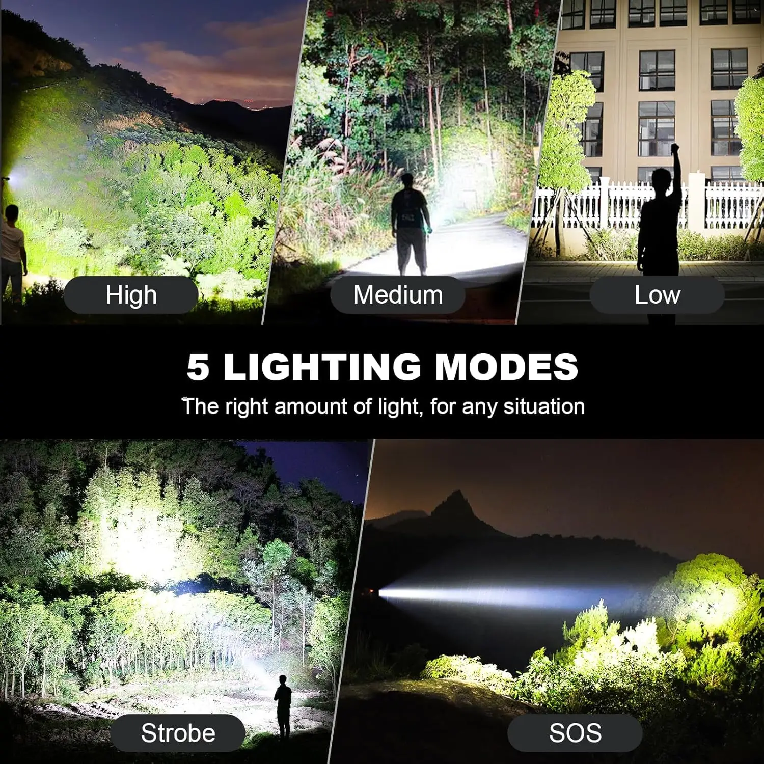 Wiederaufladbare Taschenlampen mit 90.000 Lumen, 2er-Pack, hellste mit 5 Modi und 18 Stunden Laufzeit, IPX7 wasserdicht für Camping, Wandern