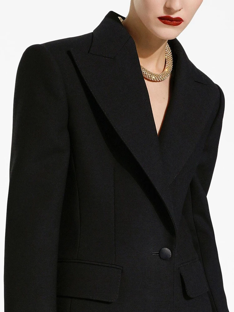 DEAT-Manteau en laine à revers coupe couvertes pour femme, bouton unique, manches longues, solide, mélanges de documents, pardessus d'hiver, mode, nouveau, 2024, 7AB6088