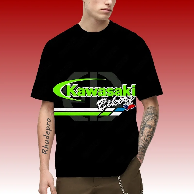 

MOTO-Новая универсальная футболка Kawasaki Ninja для езды на мотоцикле с короткими рукавами, мужская летняя модная брендовая свободная одежда по индивидуальному заказу
