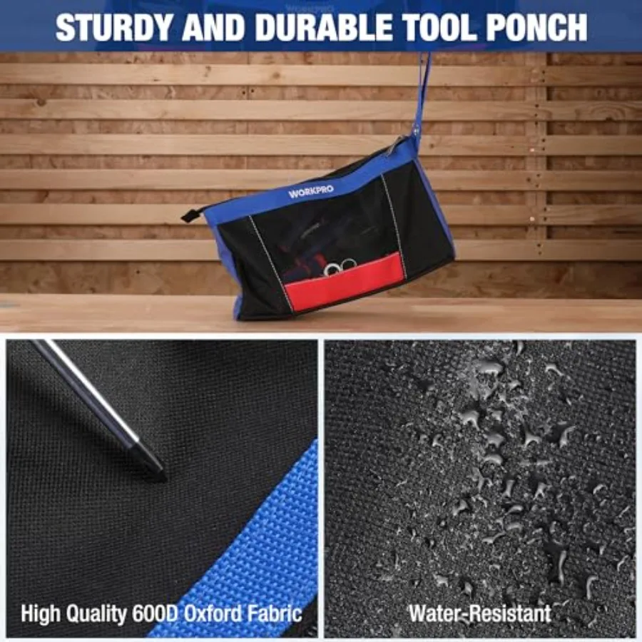 12 bolsas de ferramentas com zíper, bolsa de ferramentas pequena resistente para oficina, garagem e canteiro de obras, ideal para organizadores de ferramentas e