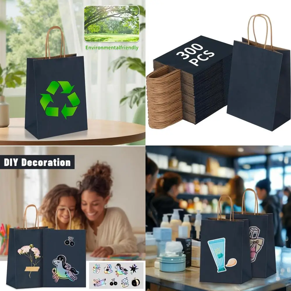 

Темно-синие бумажные пакеты размером 5,95x3,25x8 дюймов с ручками, идеально подходят для сувениров, покупок и товаров