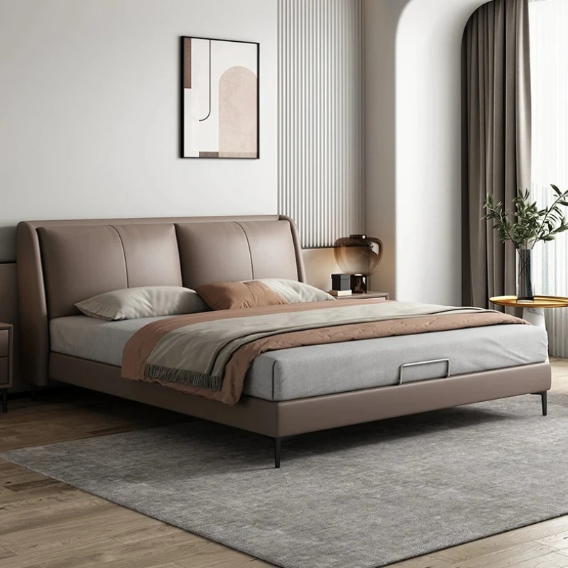 Artificial Leather Double Bed Full Luxury King Size Twin Headboards Double Bed Wood Modern Lit 2 Personnes Bedroom Furniture