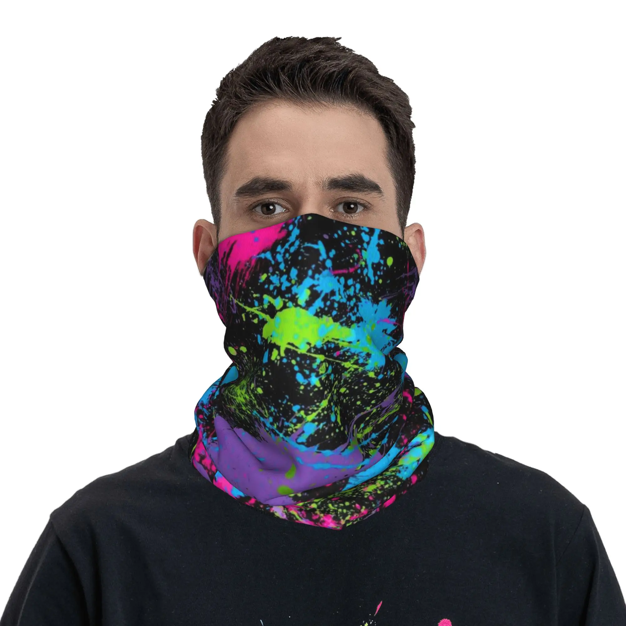

Colorful Abstract Graffiti Camouflage Pop Art Bandana Neck Gaiter Windproof Face Scarf Cover Women Men Headwear Tube Balaclava