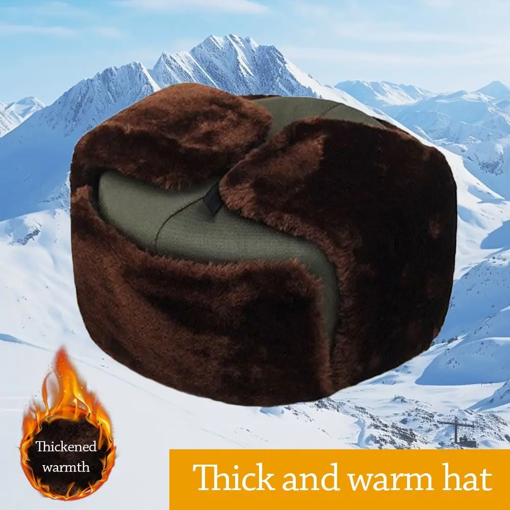 

Outdoors Thick Bomber Hat Windproof Warm Ushanka Fur Hat Ear Protection Casual Ski Russian Cap for Men Women