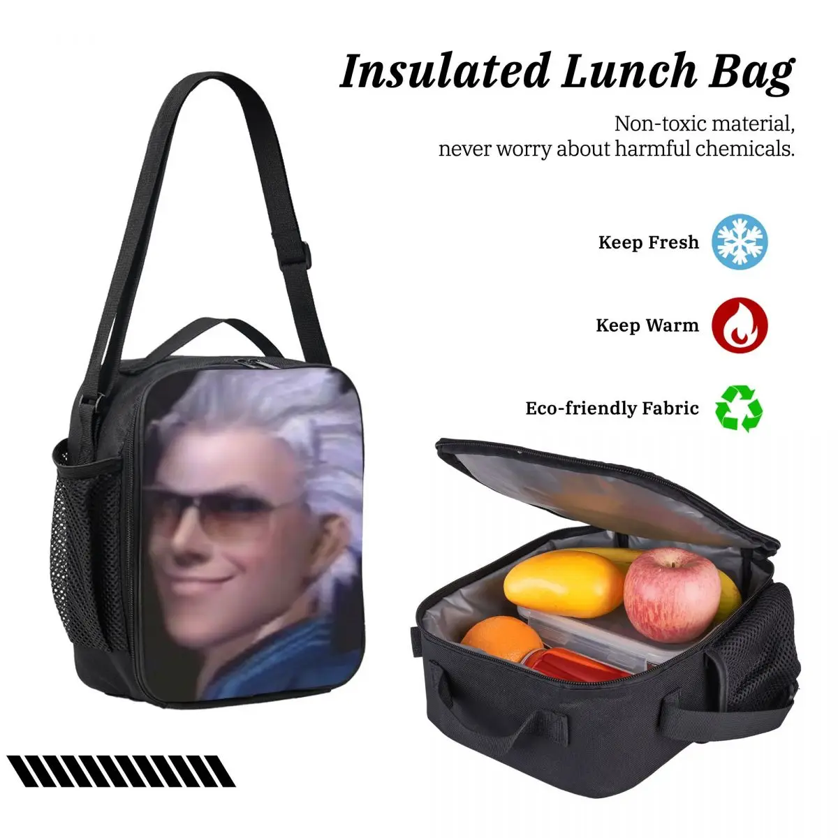 Vergil From The Devil May Cry Series Backpack BookBag School Bag Computer Shoulder Bags 3ps Insulated Lunch Bag Pencil Case