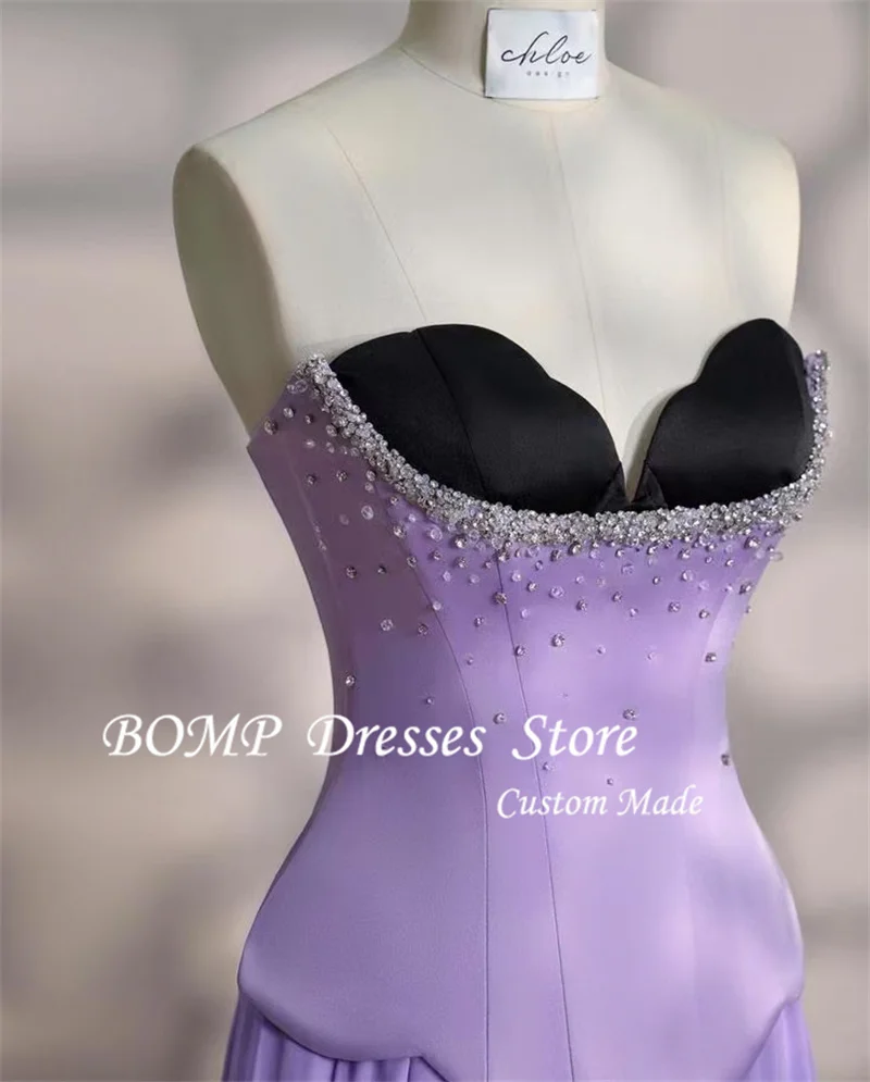 BOMP Purple Evening Dresses Elegant Shiny beads Two Pieces Sweetheart Prom Gowns Special Occasion Dress Customized Vestidos