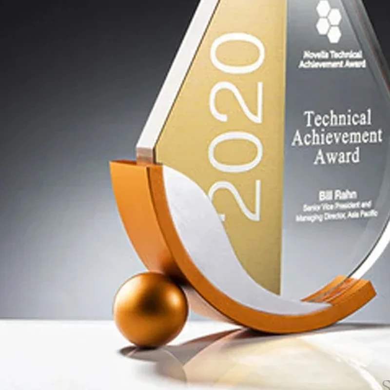 Customized Competition Trophy of Water Drops Love Volunteer Awards Crystal Trophy Enterprise Excellent Employee Honor Medal, 1Pc