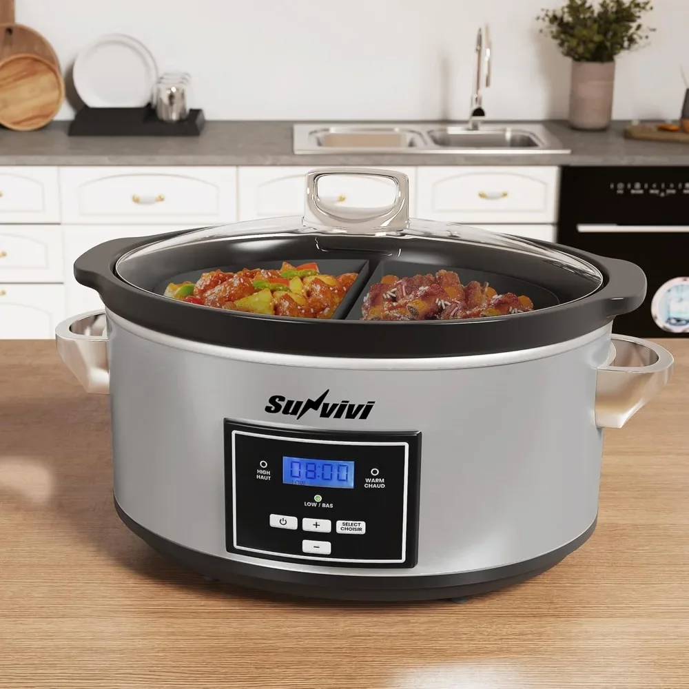 US Shipping 6 Quart Programmable Slow Cooker Multi Cooker Food Warmer Digital Timer Adjustable Temperature Dishwasher Safe
