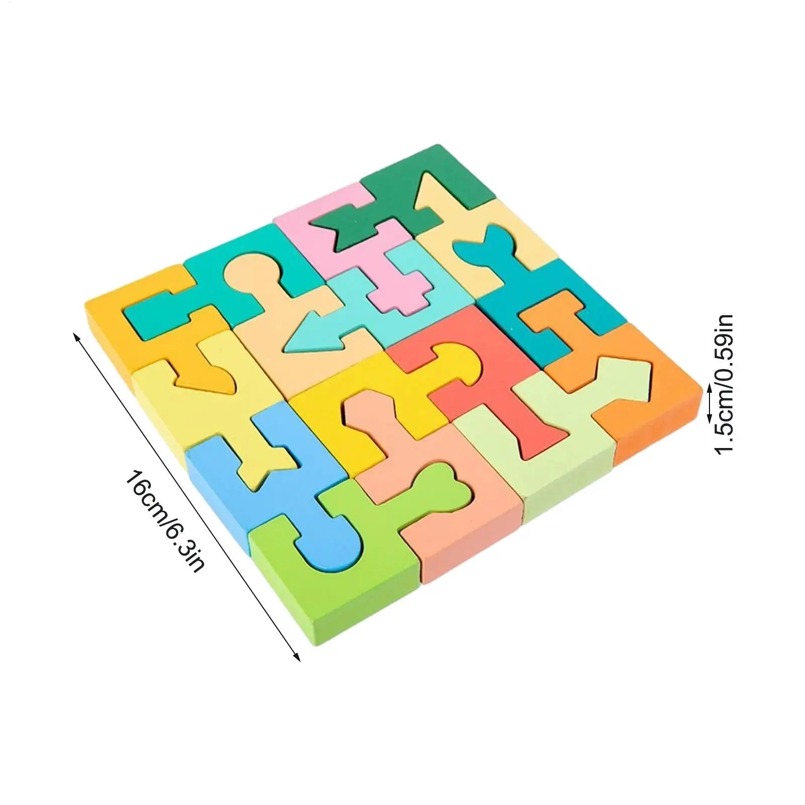 Kids Puzzle Educational Geometric Shape Matching Game 16 Pieces Jigsaw Puzzle For Boys Girls Ages 4-6 Learning Home School