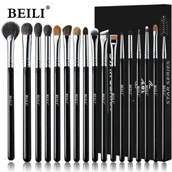 BEILI 15/17pcs Professional Makeup Brushes Set Natural Hair Eye Shadow Blending Eyebrow Pony Goat  Bristles Makeup Brushes Sets