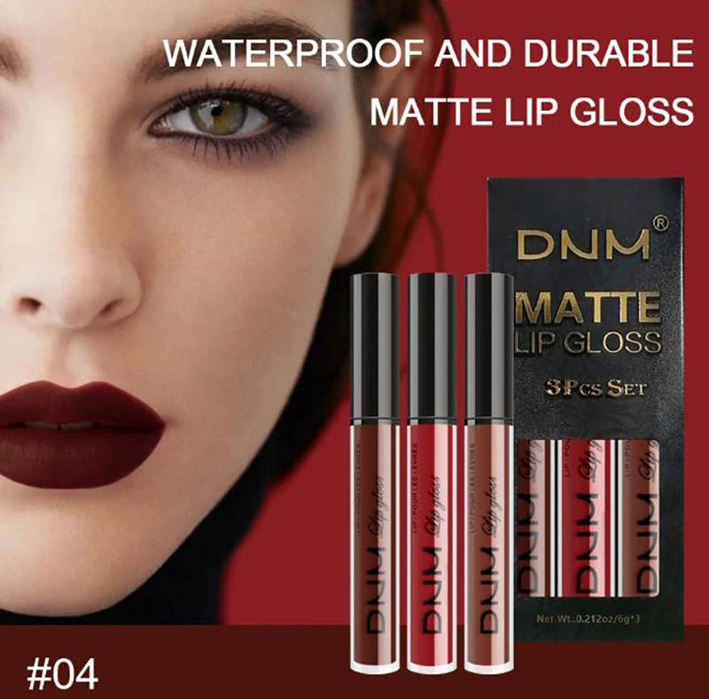3 pz/set Rossetto Liquido Impermeabile di Lunga Durata Cosmetico Nero Blu Viola Verde Opaco Lip Gloss Nude Lip Tint Macchia Trucco