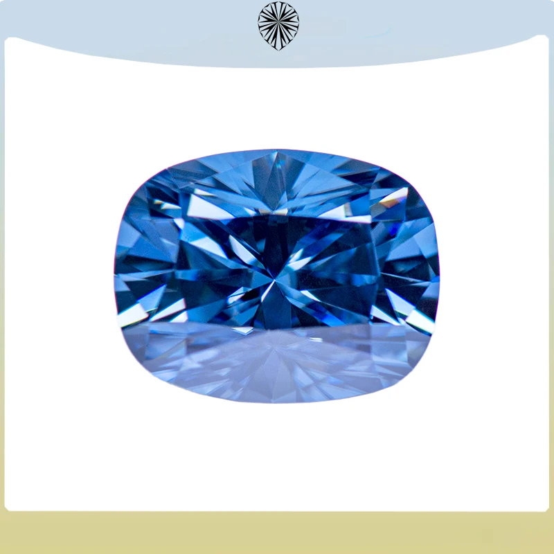 

Moissanite Stone Primary Royal Blue Color Cushion Cut Lab Grown Diamond Advanced Jewelry Making Materials with GRA Certificate