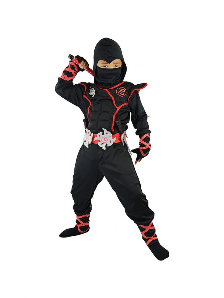 

Halloween Seven-Piece Set Children's White Tiger Ninja Muscle Role-Playing Cosplay Stage Costume Martial Arts COS Clothes