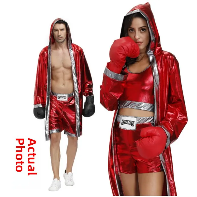 

2020 Large Size Adult Boxing Costume loween Nightclub ex Boxing Cosplay Outfit Couple Performance Clothes Boxing King