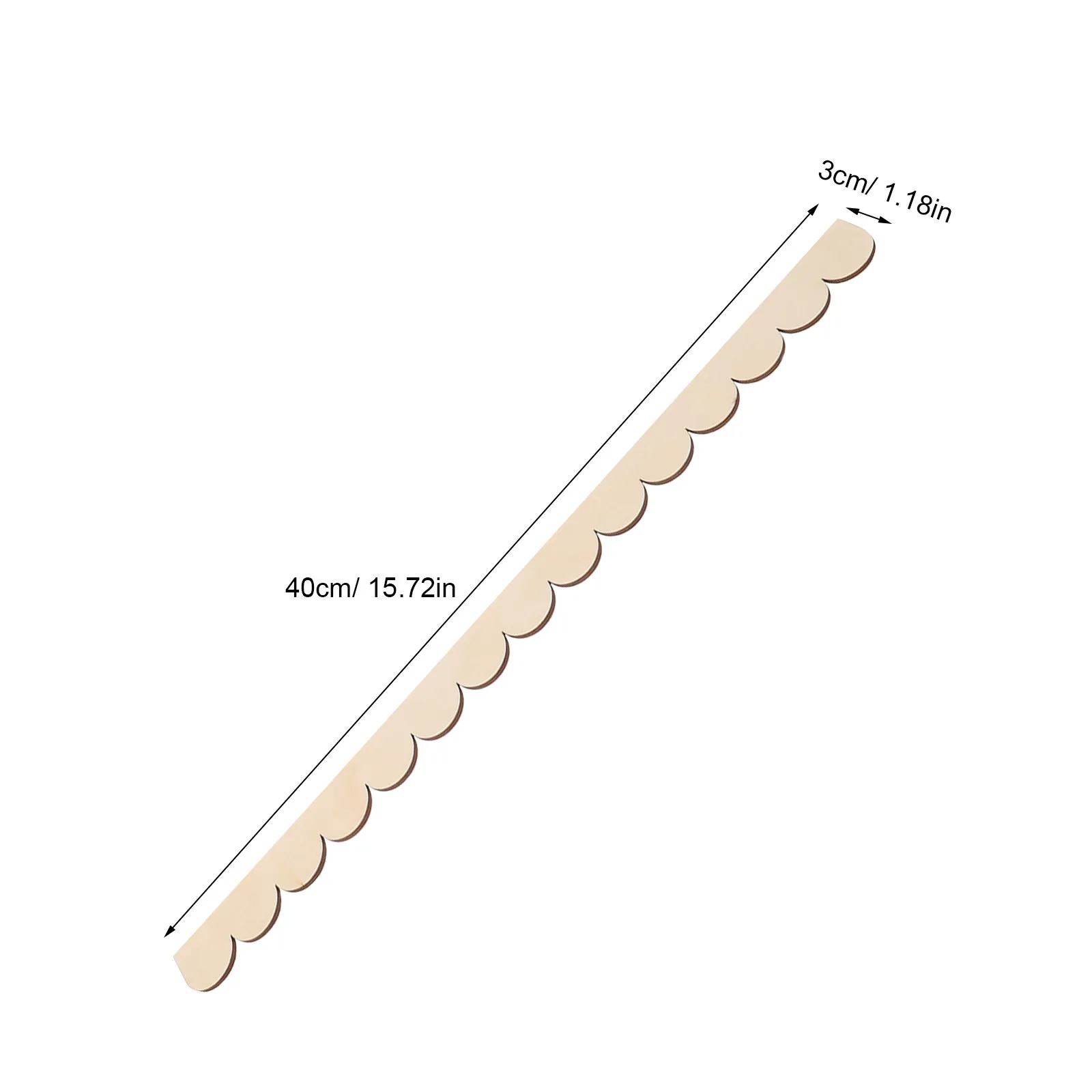 24Pcs Unfinished Scalloped Wood Trim Cabinet Door Molding Decorative Edge Shelf Frame Strip for Bedroom Living Room Office