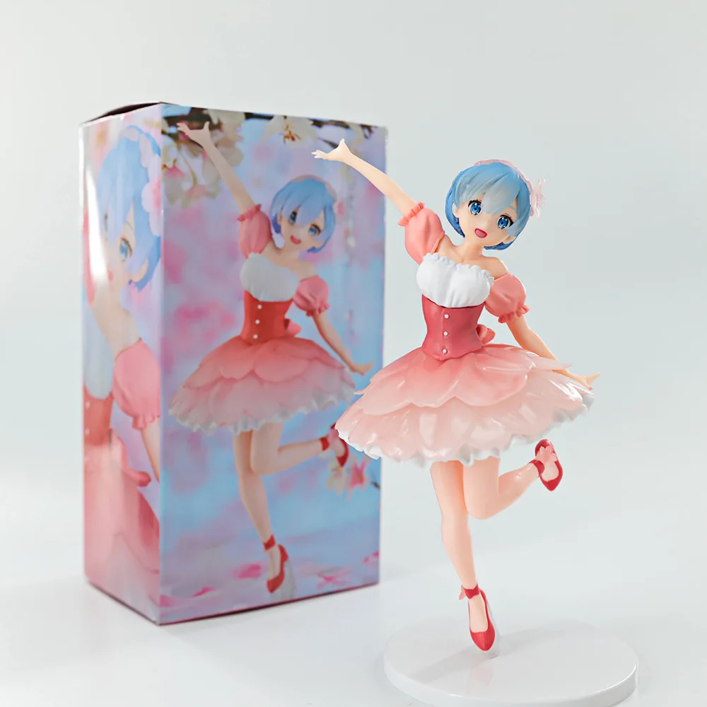 23cm anime figura re: vida em um mundo diferente de zero rem flores de cerejeira modelo de brinquedo coleção pvc ornamentos de mesa