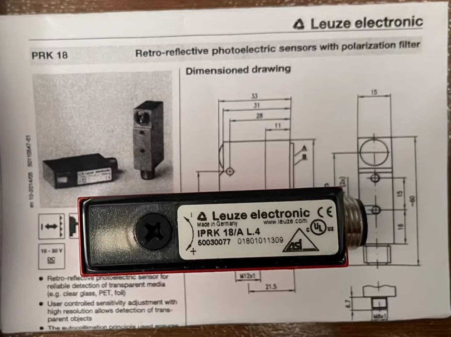50030077 Brand New IPRK 18/A L.4 Photo Eye Sensor，Fast shipping，in stock