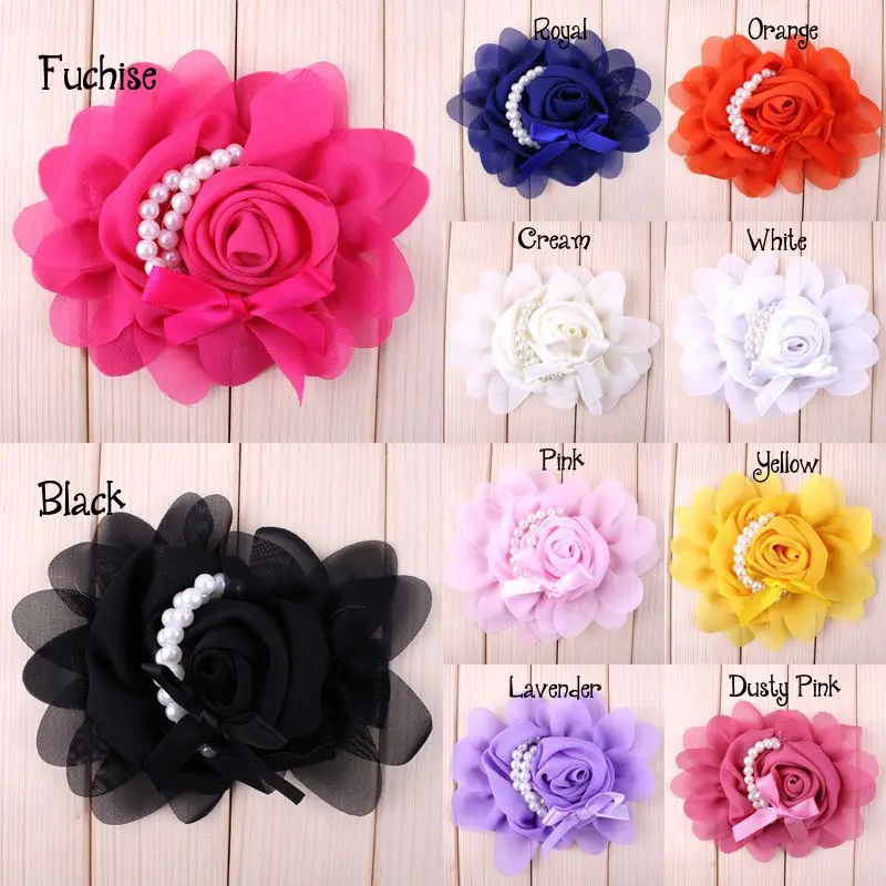 5pcs/lot 10Colors Fashion Children Hair Accessories Artificial Chiffon Artificial Flowers For Wedding Decoration