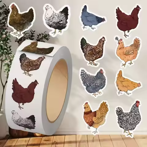 500pcs/Roll Hen Animal Sticker Stationery Water Bottles Laptop Refrigerator Luggage Computer Cartoon Funny Scrapbooking Sticker