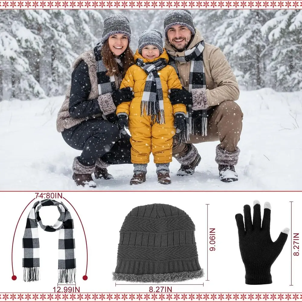 أساسيات الشتاء: مجموعة مكونة من 18 قطعة مع قبعات متماسكة وأوشحة منقوشة وقفازات تعمل باللمس لهدايا العطلات السائبة