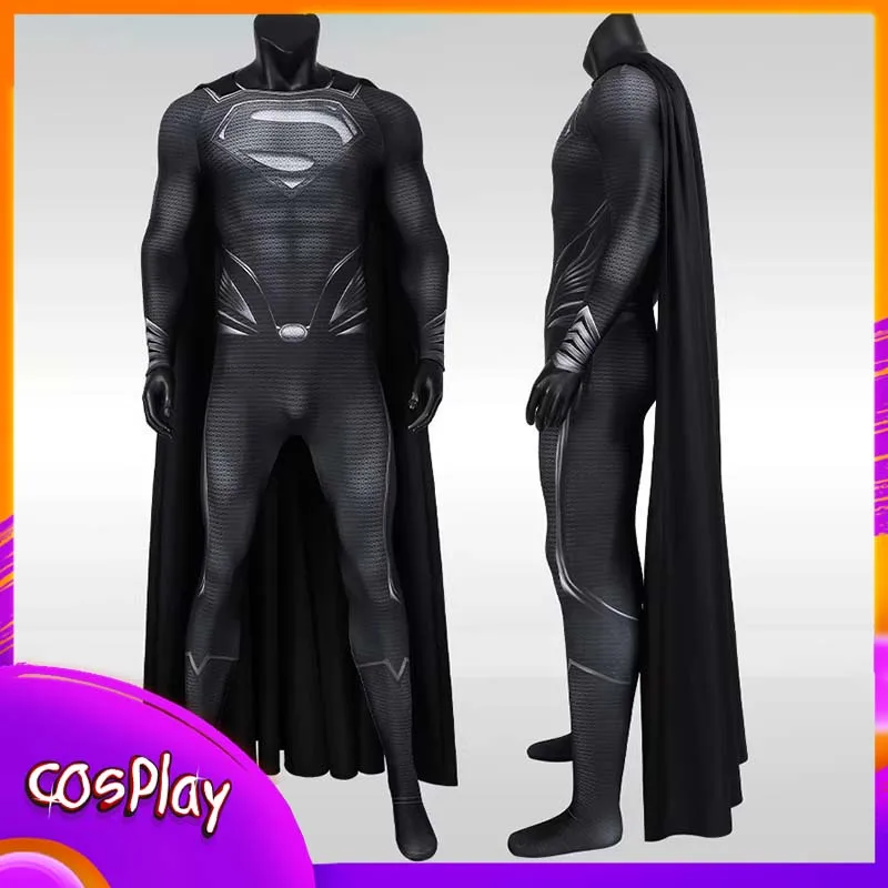 

Superman Black Suit Cosplay Costume Clark Men'S Jumpsuit Halloween Comic-Con Carnival Party Coser Props Performance Clothing