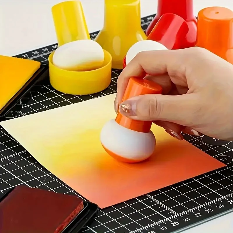Juego de pinceles para plantilla y esponja pachinko con mango de calabaza para manualidades, álbumes de recortes, fabricación de tarjetas y arte multimedia mixto