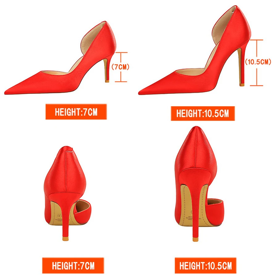 BIGTREE Shoes Women Pumps Fashion High Heels Stilettos Silks Satins Women Heels Sexy Party Shoes Large Size 34-43 Female Pumps