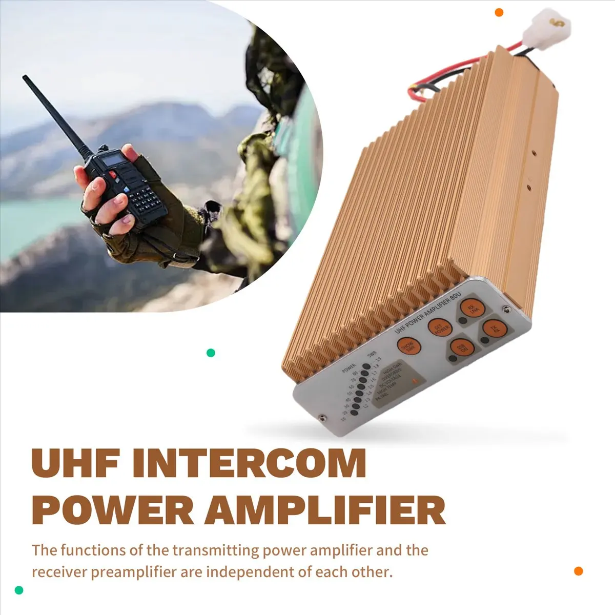 SWXF -550 UHF Walkie Talkie Power Amplifier, Power Set Level 10-80W, 1.2-1.9 V. WR Display, FM, AM, SSB Modulation Mode
