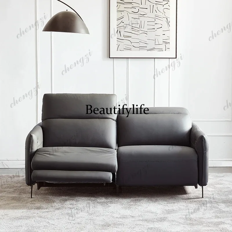 Modern Power Reclining Couch Luxury 3-Seater Genuine Leather Dual Motors Electric Recliner Sofa Adjustable Backrest and Headrest