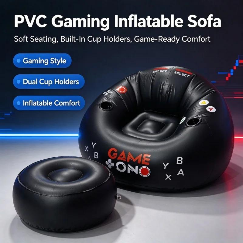 PVC Gaming Inflatable Circular Sofa Chair, Creative Internet Cafe Game Hall Backrest Chair Lazy Music Festival with Letter Sofa