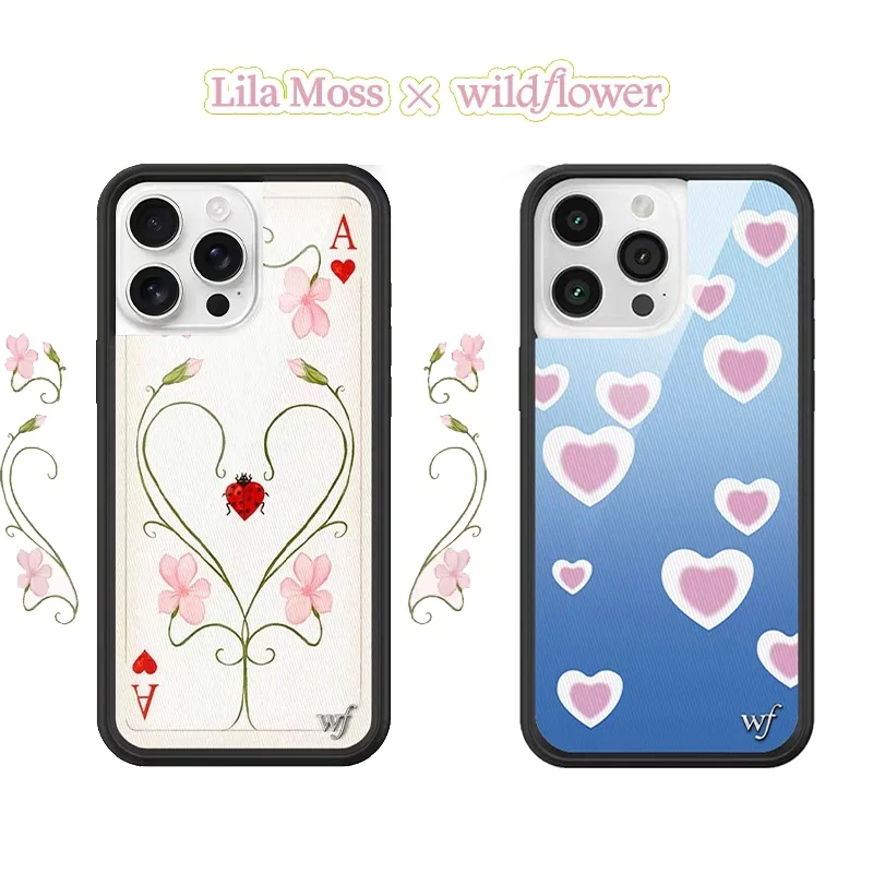 

Wildflower Lila Moss Dreamy Hearts Phone Case for iPhone 12 13 14 15 16 Pro Max Plus 16pro 15pro WF 3D Poker A Cover Cases