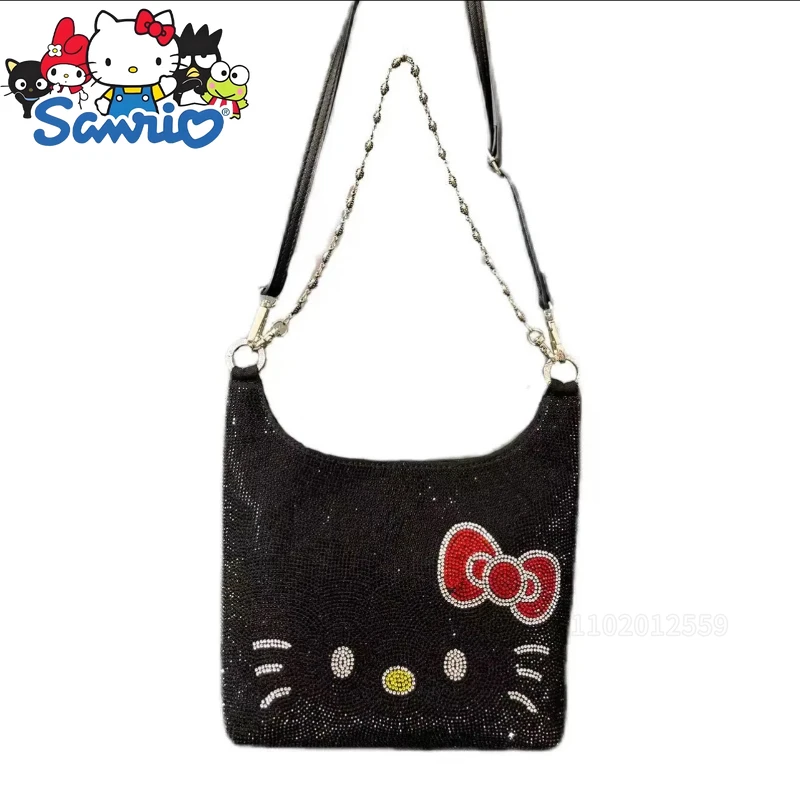 

Sanrio Hello Kitty New Women's Diamond Shoulder Bag Cartoon Fashion Diamond Women's Handbag Leisure Large Capacity Women's Bag
