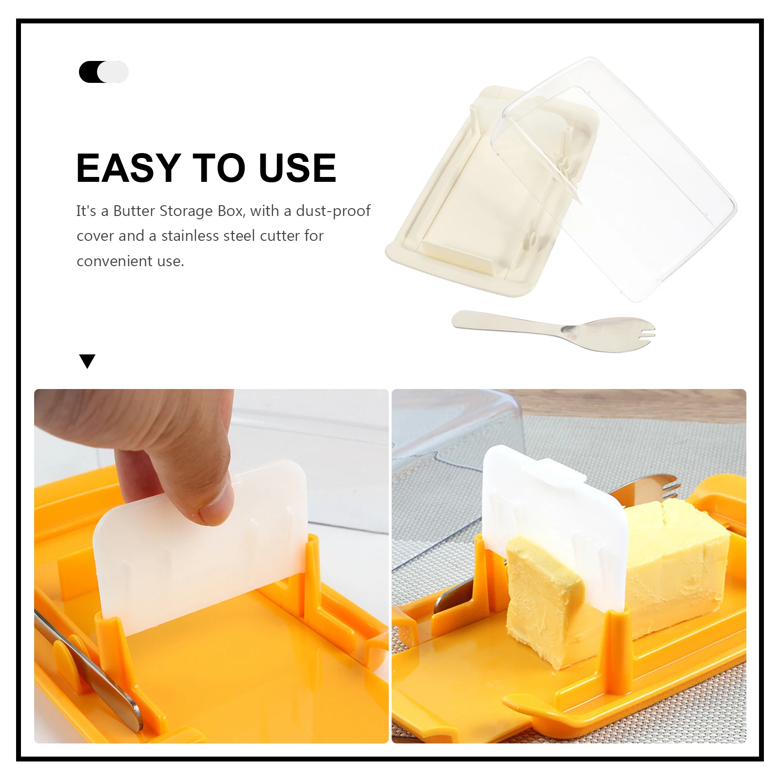 

Premium Storage Box With Lid Food Grade Container With Scoop Cutter Household Butter Dish Fresh Cheese Butter Container Home