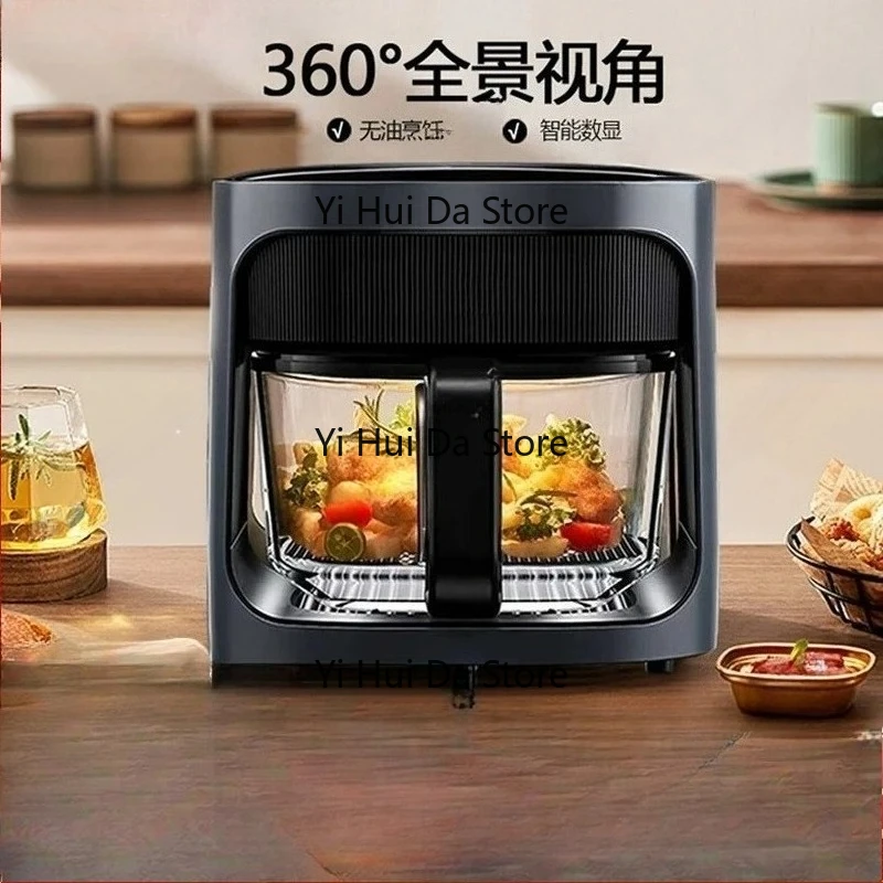 8L Air Oven Household Deep Frying Machine Large Capacity Visual Air Fryer Smart Churrasqueira