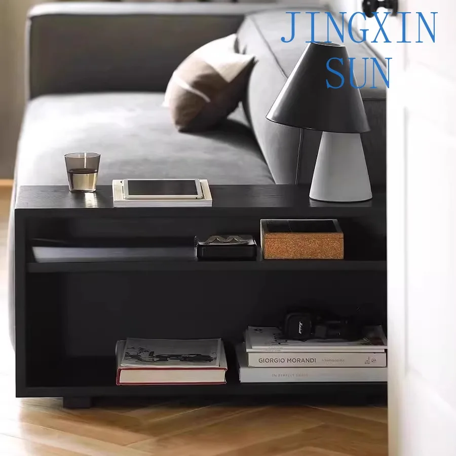 Modern simple solid wood side cabinet, book storage cabinet, oak side cabinet edge few