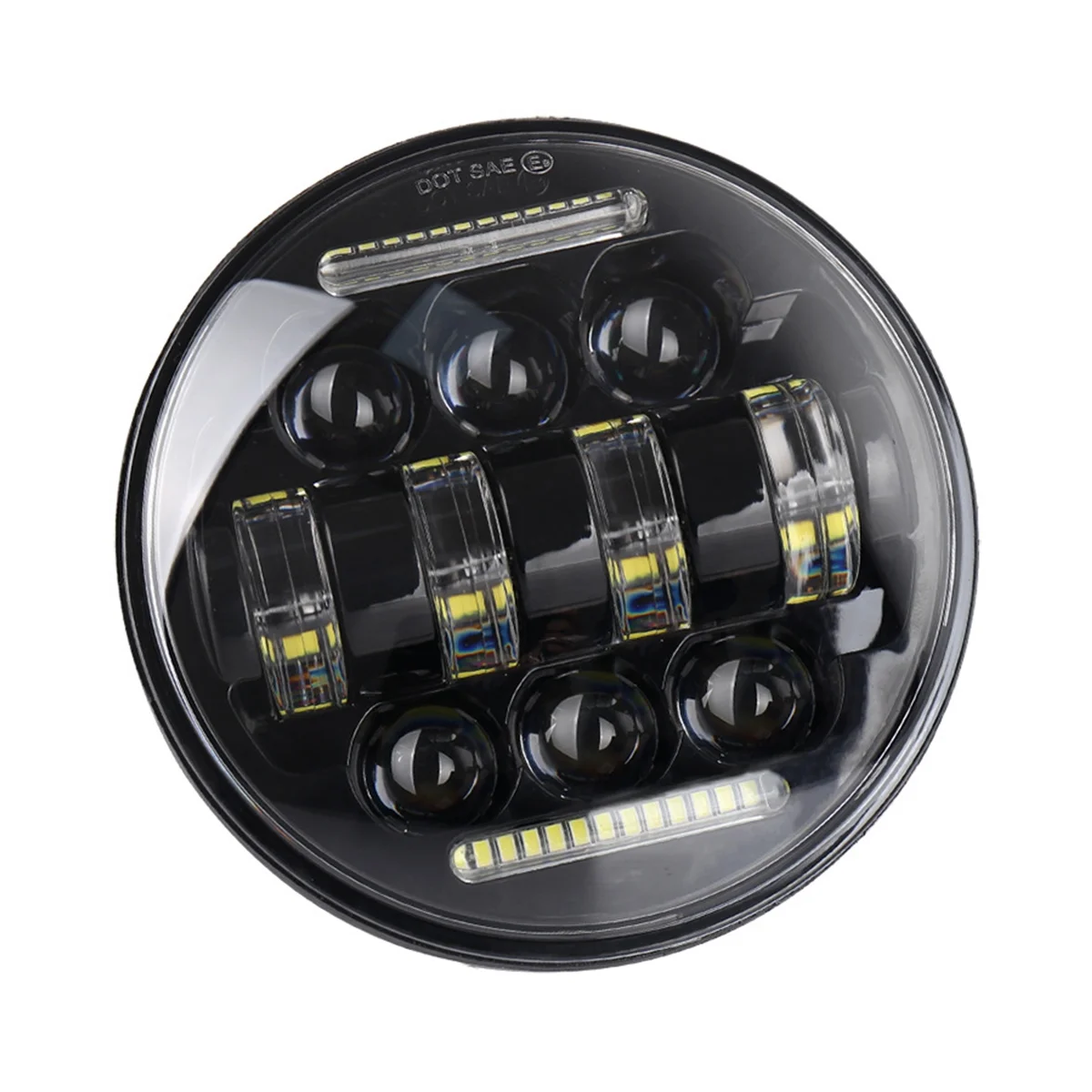 

Suitable for Motorbikes 5.75 Inch with Daytime Running Lights Angel Eyes Long and Low Beam 12V LED Headlights