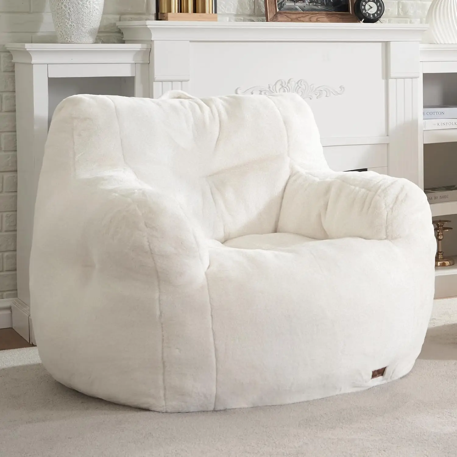 Chairs for Adults Comfy Bean Bag Sofa Fluffy Beanbag Chair Plush Chair Big Bubble Foam Sofa with Filler with Armrest for Apartme