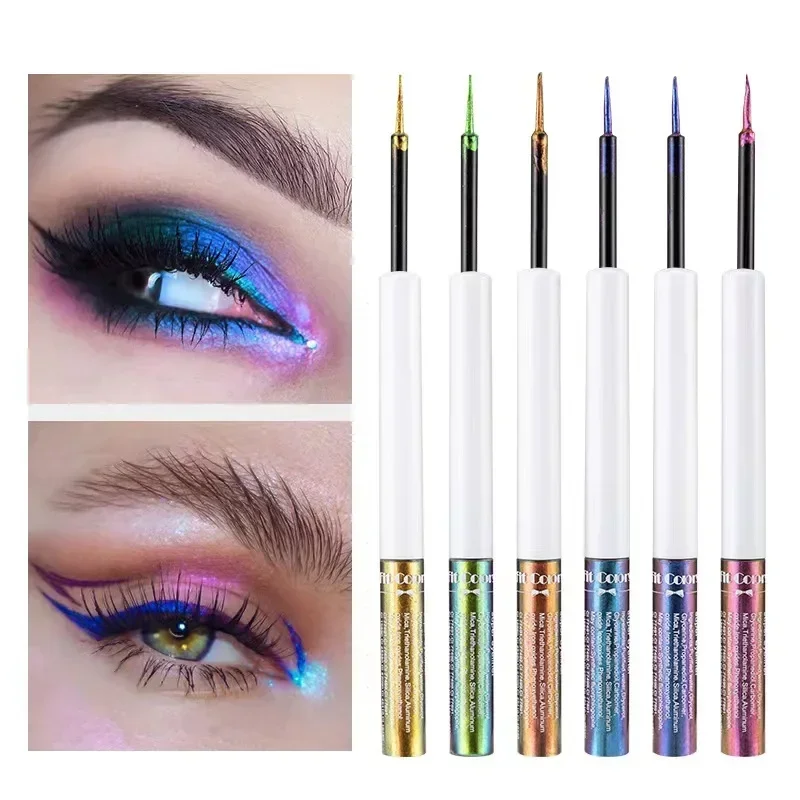 Heallor-Eyeliner liquide caméléon, fard à barrage brillant métallique, maquillage de scène fantôme, imperméable, longue durée, paillettes de diamant, 6 documents