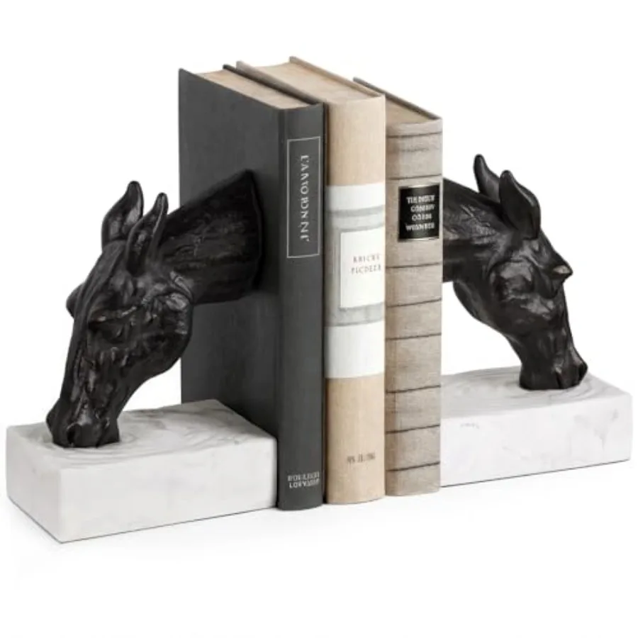 

Book Ends for Shelves Horse Decorative Bookends for Heavy Books Heavy Duty Book Ends with Anti-Slip Base Book Stopper for Shelv
