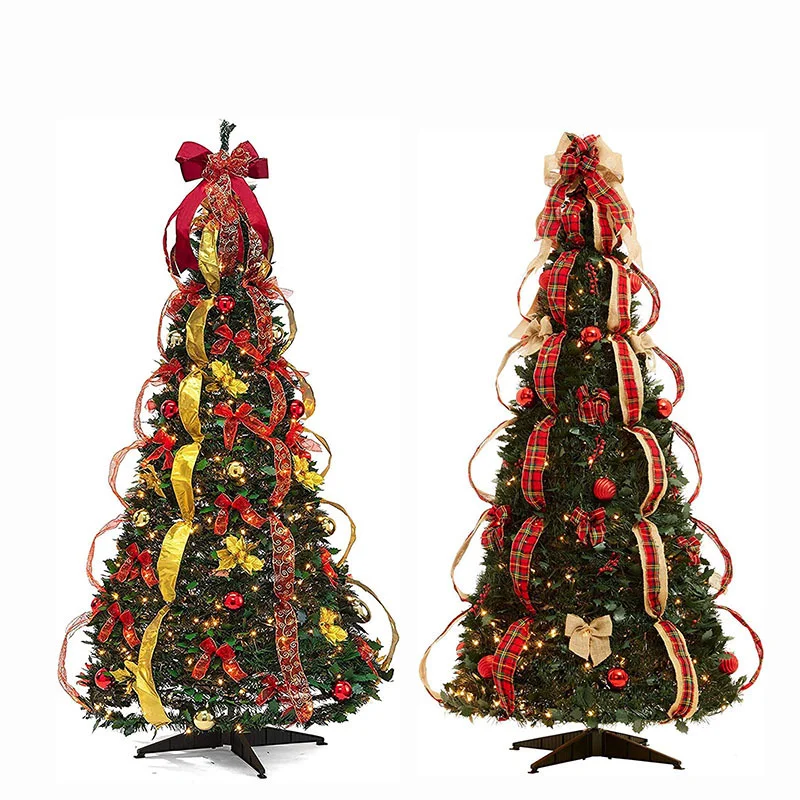 

Складная рождественская елка длиной 7 футов/210 см со светодиодной подсветкой - украшенная рождественской елкой для украшения дома