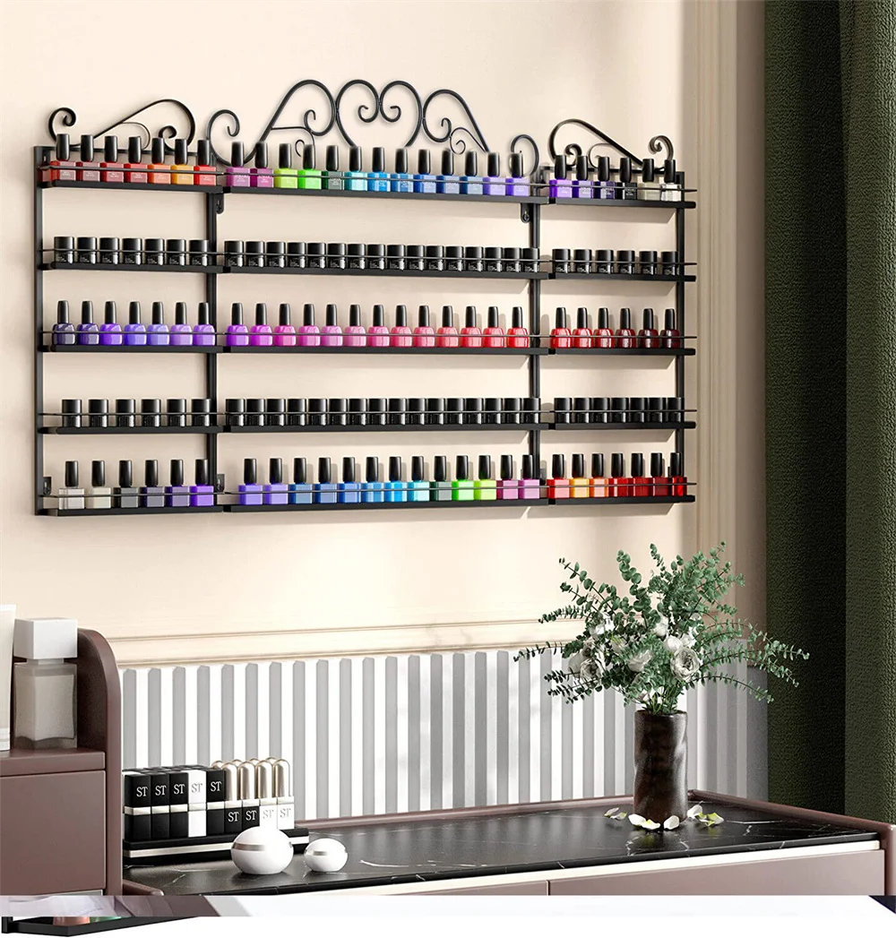 5 Tier Metal Nail Polish Rack Wall Mounted Essential Oil Storage Display Stand Organizer Holder Shelf High Quality