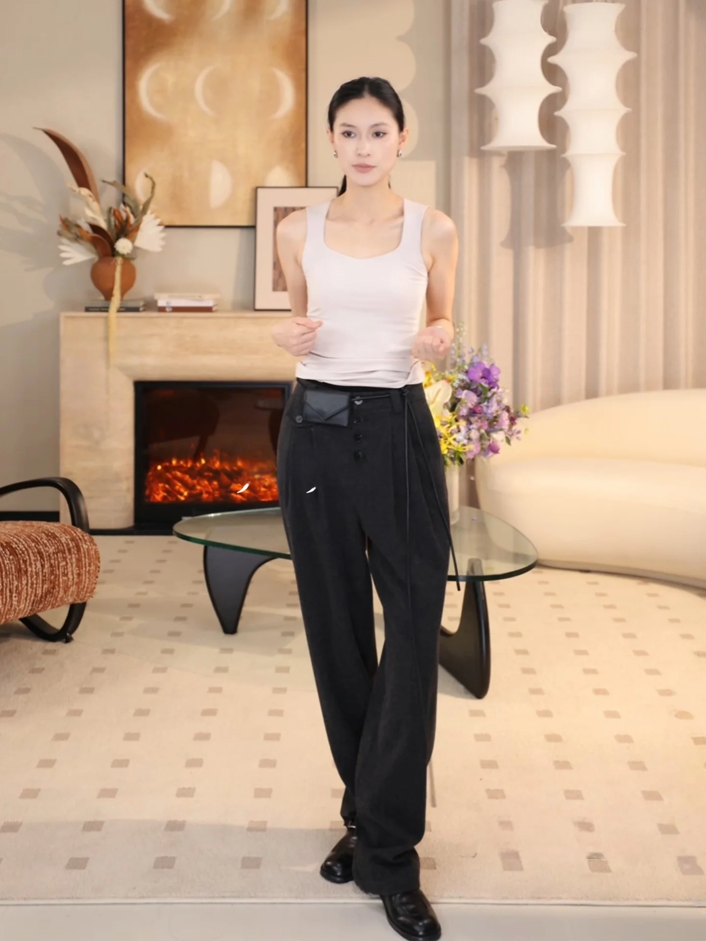 

Jieji Zhang Spring Summer Women's Invisible Wool Vest with Chest Pad Ele Sl Square Collar Underwear ort H-ape