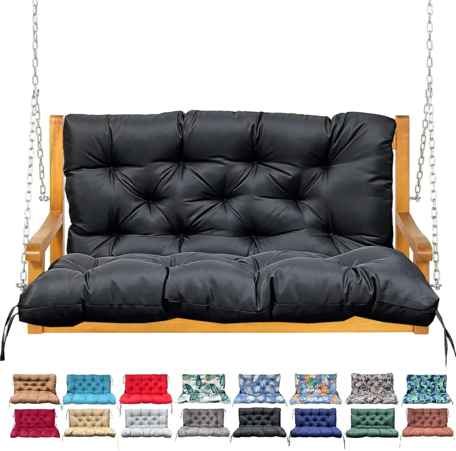 

Porch Swing Cushion With Backrest,Waterproof Bench Cushion For Outdoor Furniture,2-3 Seater Replacement Thickened Swing Cushion
