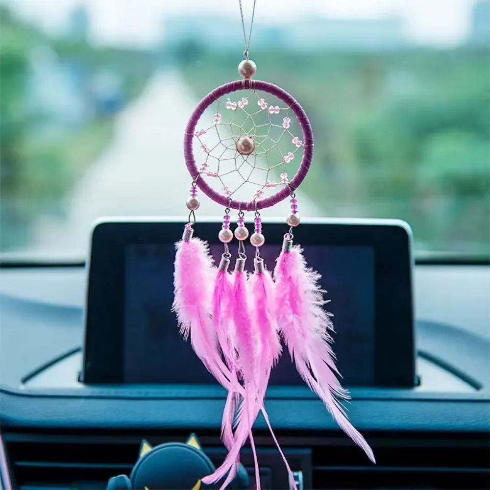 38cm Dream Catcher Car Pendant Accessory Interior for Feather Mirror Hanging Pendant Home Decor Lucky Car Ornament Girls Men