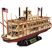 3D Paper Puzzle American Mississippi Steamboat Model Building Kits Vessel Ship Jigsaw Puzzles Toys for Children Adults Gifts