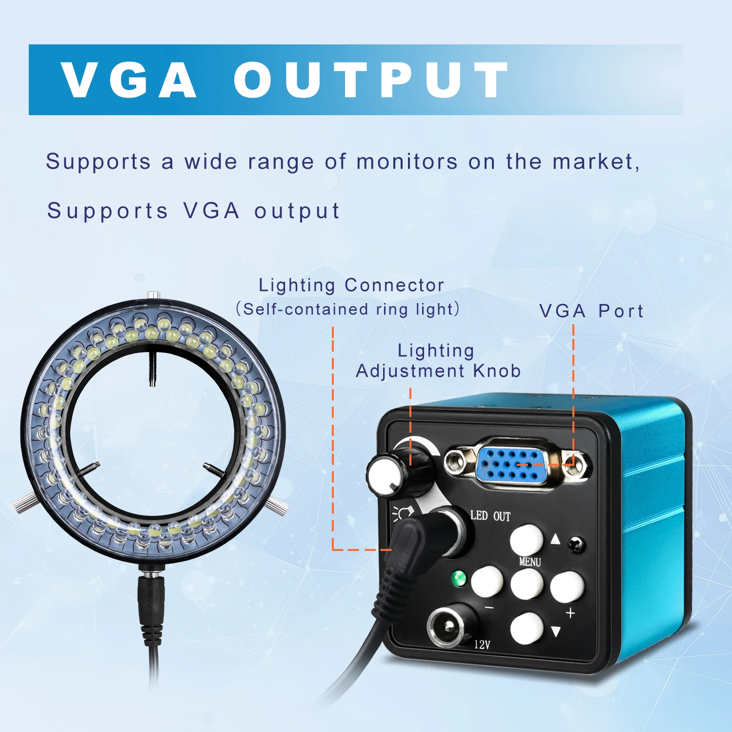 Electronic Microscope 1080P VGA Video Microscope Camera 130x/150x Infinitely Far C Mount Lens for Repair PCB Phone Soldering