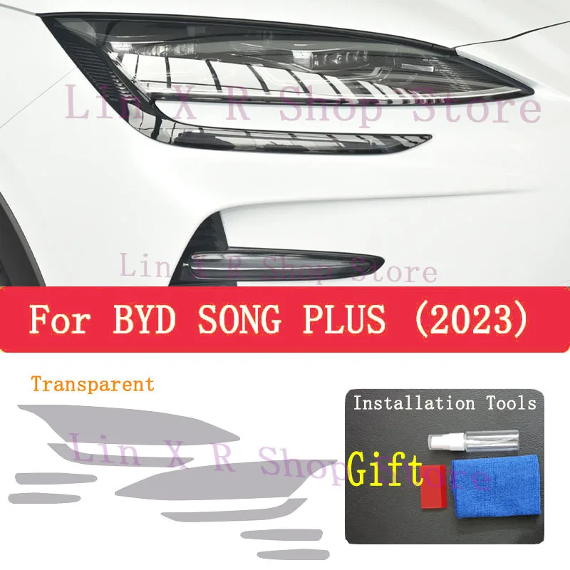 For BYD SONG Plus Champion Version 2023 Car Exterior Headlight Anti-scratch Front Lamp Protective Film Cover Repair Accessories